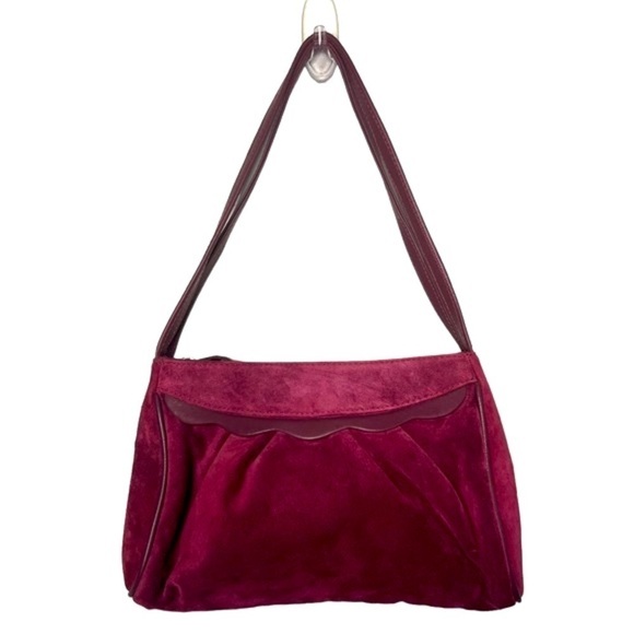 Vintage Y2K Lauren Merkin Suede Mini Shoulder Bag in Merlot - Picture 1 of 7